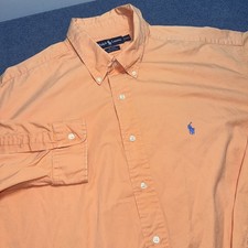 Vtg Polo Ralph Lauren Mens Twill Long Sleeve Shirt XXL Orange Button Up Blake