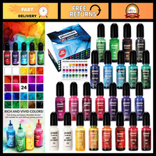 24 Alcohol Ink Set - Fast-Drying, Permanent Inks for Epoxy Resin, Tumblers Art
