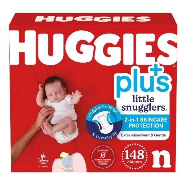 Huggies Plus Diapers,2-in-1 Skin Protection, Available in all Sizes, Choose Size