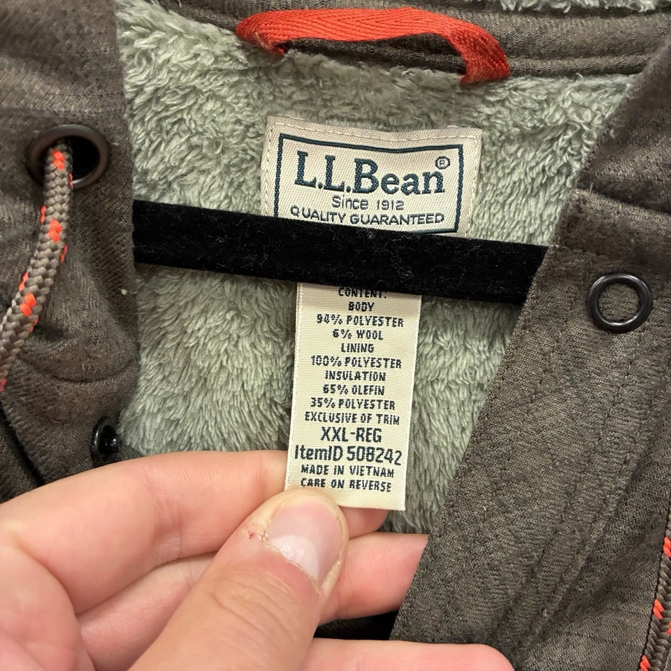 Jaqueta Camisa de Lã Masculina LL Bean XXL com Capuz 3M Thinsulate Forrada Marrom Shacket - Imagem 2 de 4