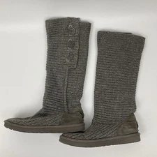 UGG Cardy Knit Boots Gray Size 10 Tall Fold Over Slouch Cozycore Grannycore