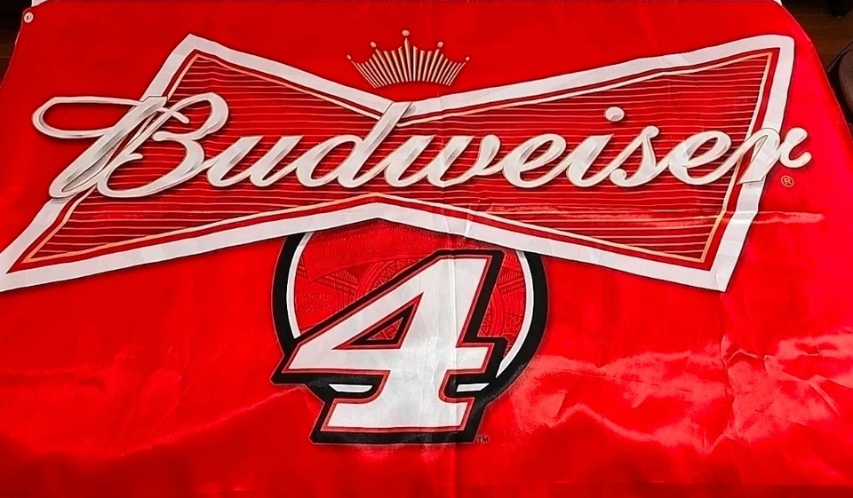 NASCAR Racing-Budweiser Rojo 2 Caras Banner Kevin Harvick #4 60"x35” Totalmente Nuevo  Foto 3 de 4