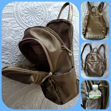 Black Backpack 13" 9" Versatile 3 Zip Compartments  Multi Pockets Adjust Straps