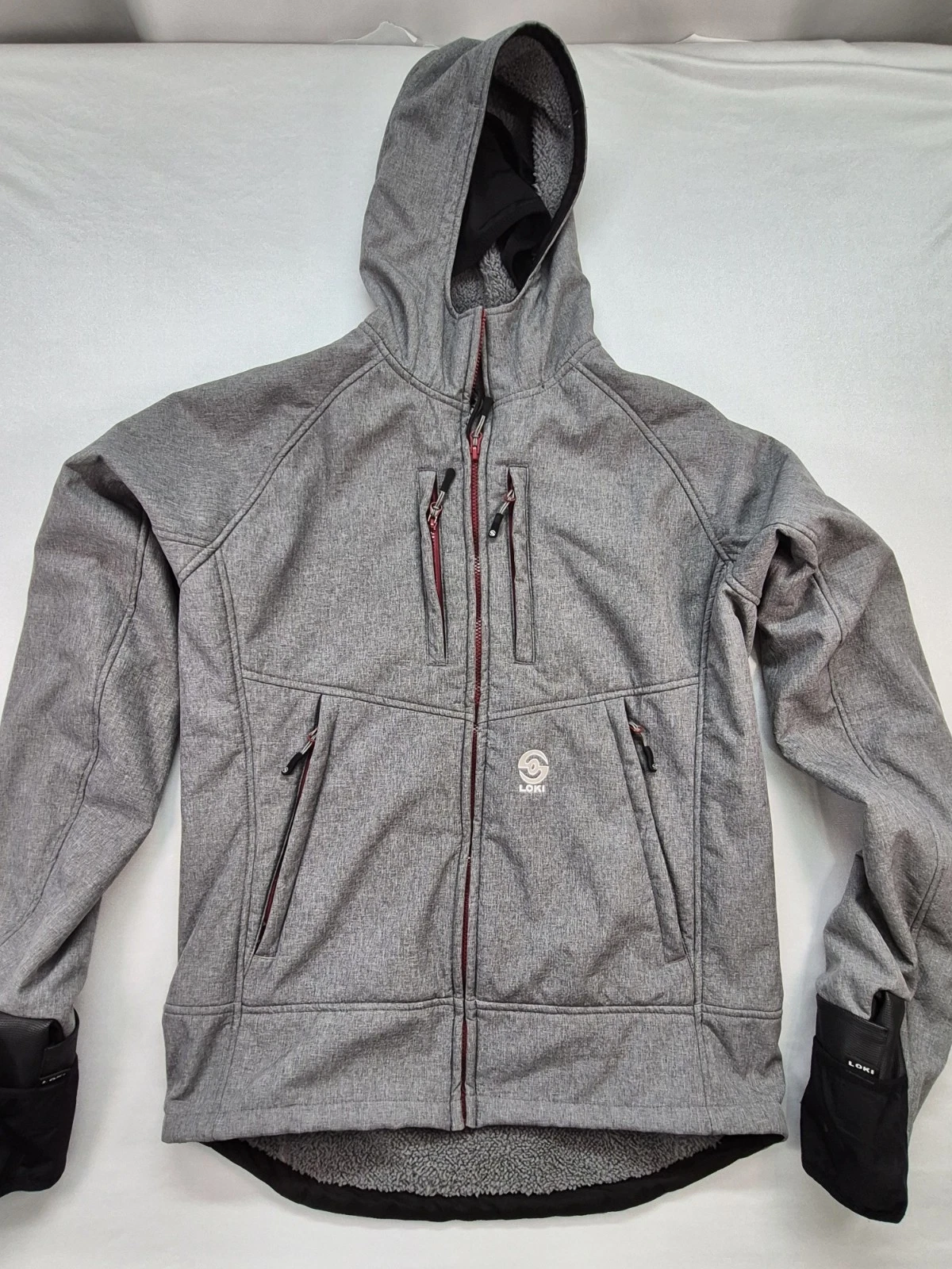 Loki Men's Medium Mountain Jacket Gray Zip Hand Cover Ski
