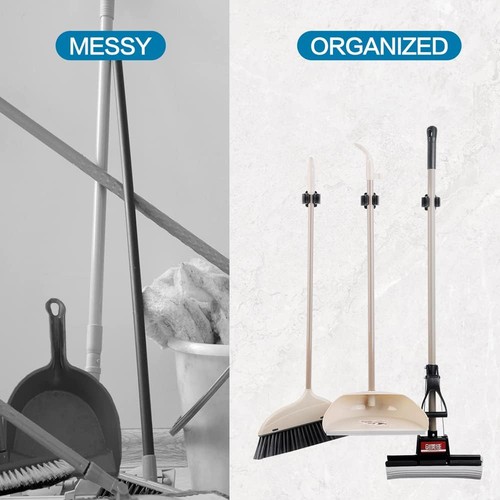 3PCS Broom and Mop Holder, Heavy Duty Garden Tool Organizer Rack 3, Silver - Photo 5/7