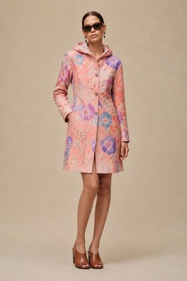 ERMANNO SCERVINO Trenchcoat bestickt Blumen Rosa Brokat Jacke Größe IT 42 S