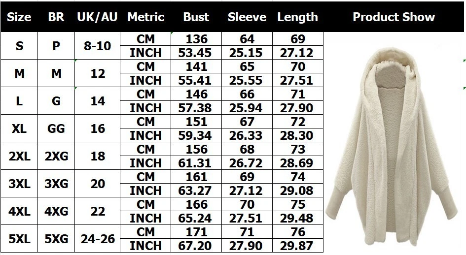 Invierno Mujer Con Capucha Oso de Peluche Suelto Cárdigan Abrigo Polar Piel Chaqueta Talla Grande Foto 2 de 4