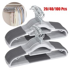 Heavy-Duty Non-Slip Plastic Clothes Hangers with Double Hooks 20/40/100 Pack
