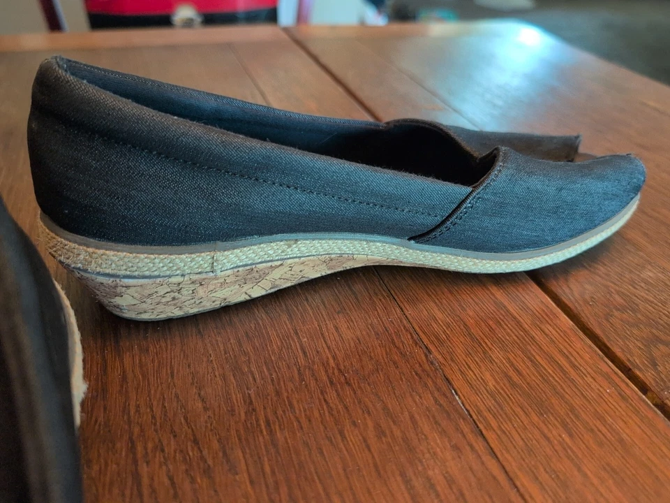 Кузнечики ортоллит женщин заглянуть носок джинсовой ткани короткие на танкетке комфорт обуви размер 9 М - Изображение 4 из 4