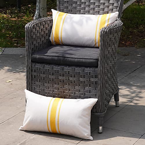 Outdoor Pillow Covers Waterproof 12x20 Set of 2 Decorative Linen Throw Pillow - Picture 5 of 7
