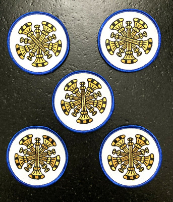 Lot of 5 Chief Firefighter Fire Dept 5-Bugles Embroidered Uniform Rank Patches