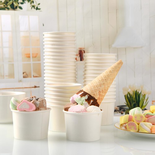 200 Count 4 oz Paper Ice Cream Cups Frozen Yogurt Cup Dessert Bowls Frozen De... - Picture 5 of 7