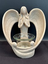 Desert Angel Memorial Tealight Candle Holder - Stone Looking Resin Figurine