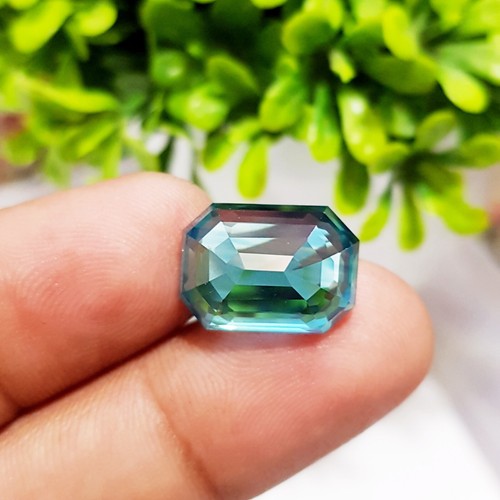 Zafiro Natural 17.00 Ct Verde Forma Azulada Octágono Regalo Extra Piedra Preciosa Suelta - Imagen 5 de 7