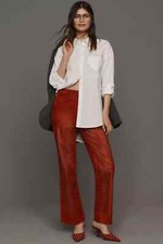 ANTHROPOLOGIE The Annie Flocked High-Rise Straight-Leg Jeans by Pilcro 27 red