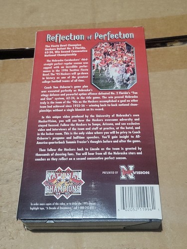 Reflection Of Perfection..Nebraska Cornhusker Football 1996 Fiesta Bowl ...VHS - Foto 2 di 3