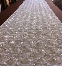 25 ft ROSETTE SATIN AISLE RUNNER 54" WIDE 3D FABRIC GRANDIOSE ROSE MADE IN USA