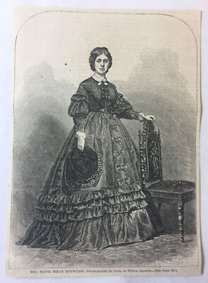 1862 magazine engraving~MRS MAJOR BELLE REYNOLDS