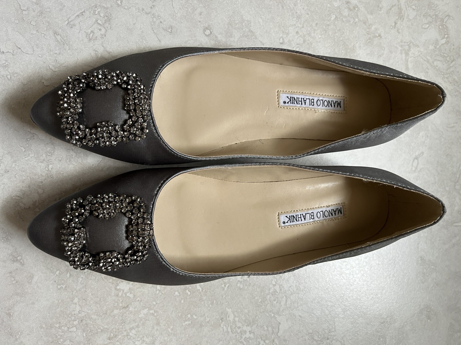 designer gray Embellished satin flats 39 | eBay