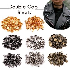 Double Cap Extra Long Rivets Brass Tubular Rivets for DIY Leathercrafts Clothing