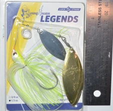luck e strike bass pike spinnerbait 1/2oz double willowleaf white chartreuse