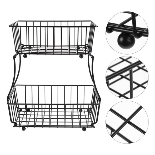 2 Tier Kitchen Fruit Basket Storage Countertop Vegetable Baskets for Kitchens - Picture 5 of 12