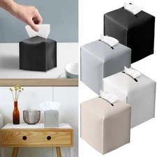 Tissue Box Cover, Refined Modern PU Leather Square Tissue Box Holder
