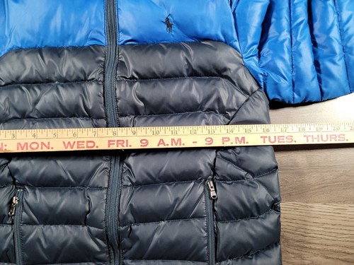 Polo Ralph Lauren Puffer Jacket Boys Medium Blue Full Zip Coat Winter Down Fill - Picture 10 of 13