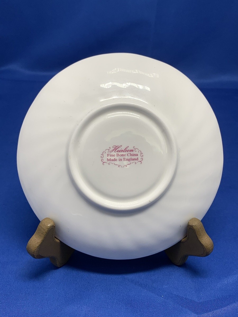 HEIRLOOM FINE BONE CHINA MADE IN ENGLAND TEA-CUP & SAUCER BLUE