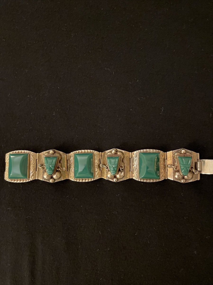 Vintage Aventurine Bracelet 925 Sterling Silver