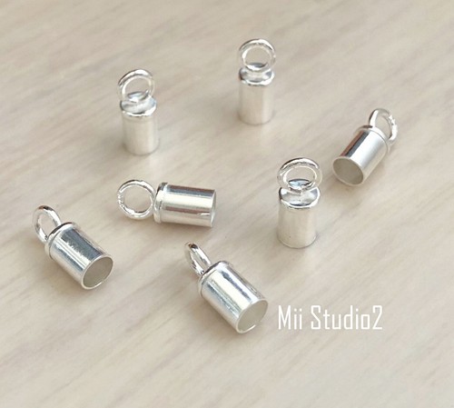 10 Stck. 3 mm Sterlingsilber 925 Runde Leder Endkappe Rohr mit Ring T11s - Bild 1 von 2