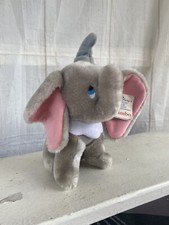 Walt Disney Blue Eye Plush Baby Dumbo Elephant Stuffed Animal Toy 7" Vtg 80  s
