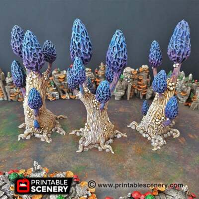 Mesmerizing Morels Mushroom Tree Set - 15mm 28mm 32mm Clorehaven Goblin Grotto W