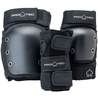 Pro-Tec Street Gear 3-Pack Open Back Set Schützerset Skate Protektoren Schwarz
