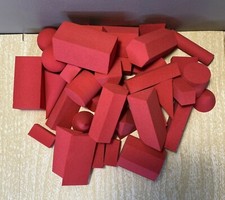 Geometric Learning Math Manipulative Larger Soft Foam 3D Shapes 42 Red pieces