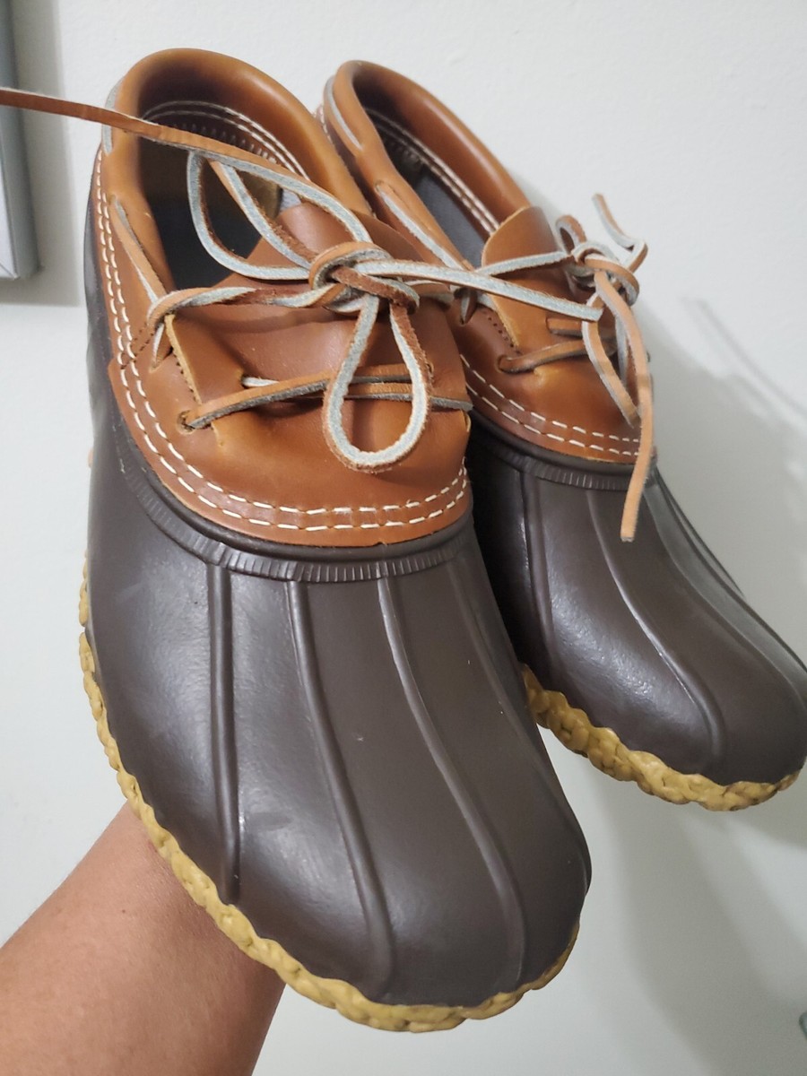 Bean Duck Boots Womens 7M=10 USA Brown Leather Rubber Classic