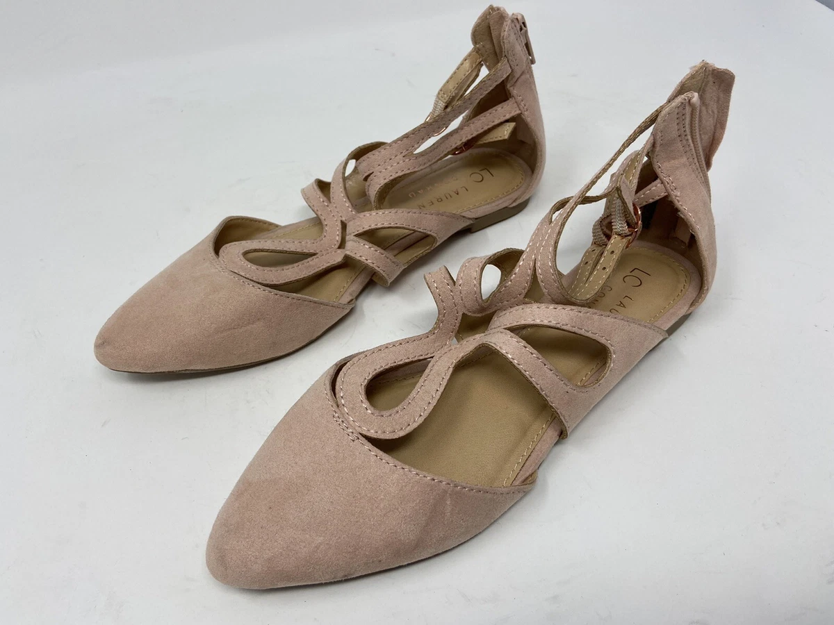 Lauren Conrad Caged Pink Flat Shoes Size 6 Minor Scuff Marks eBay