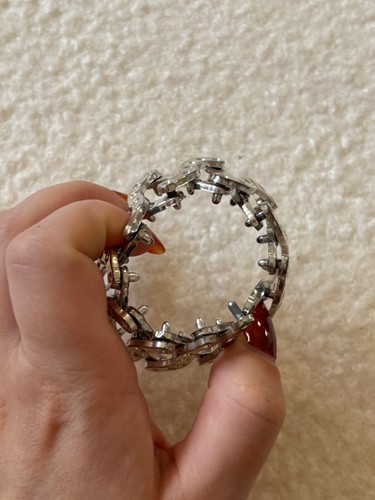 true vintage plastic silver round hair claw clip 80s 90s authentic - Picture 8 of 10