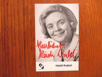 HEIDI   KABEL (Died-2010)  (Ohnsorg-Theater/Hamburg) Signed 3 x 5  B & W Photo