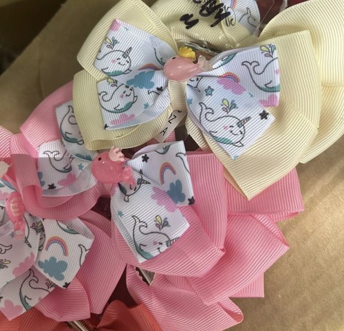 12 Pcs Girls Ribbon Boutique Hair Clip Hair Bows (bow ties) Lot. Fun Style Lg - Picture 5 of 6