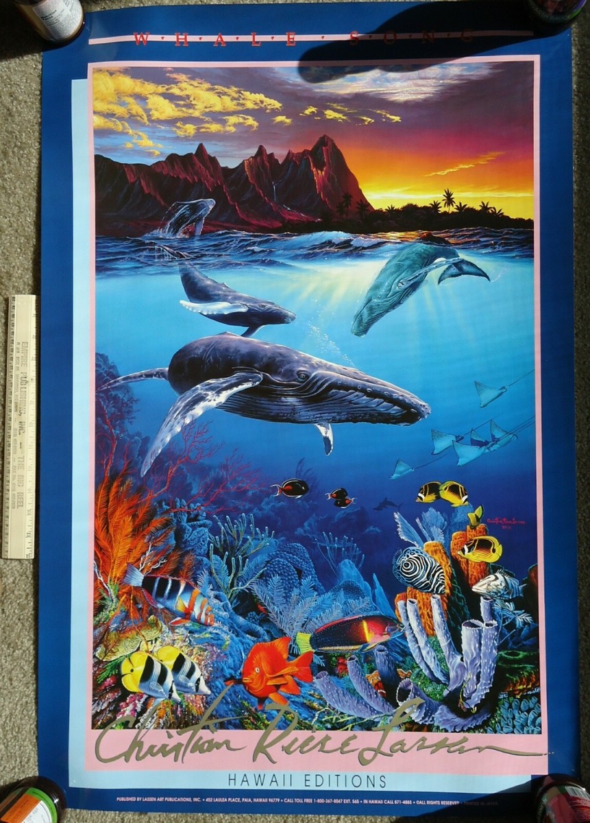 Whale Song by Christian Riese Lassen Print 1989 Heavy Stock 24X36