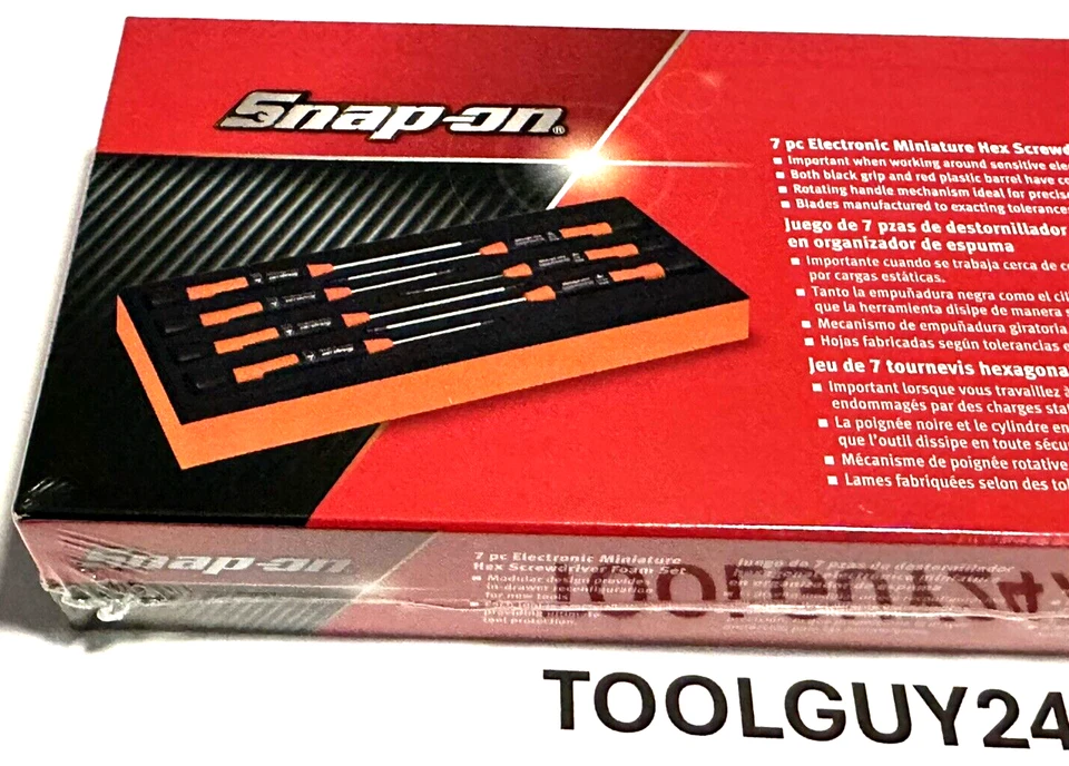 SNAP ON 7pc Electronic Miniature Hex Screwdriver ORANGE FOAM Set SGDEH70ESDF O + - Image 2 of 4