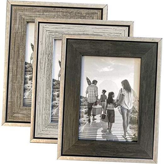 Rustic Picture Frames - (3-Pack)- Distressed Farmhouse Industrial Frame - 8x10