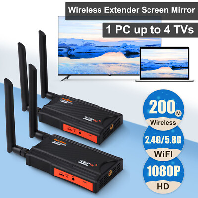 HD 60Hz 200M Wireless Transmitter Receiver HDMI Extender Camera PC TV Projector