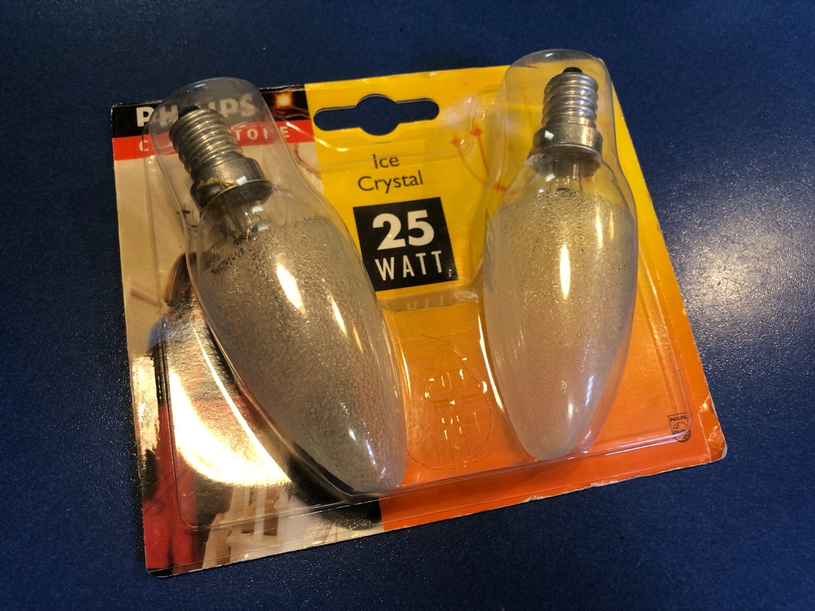 2X Philips Bulbs Candle 25W E14 Candle Ice Crystal E.g. Chandelier Dimmable