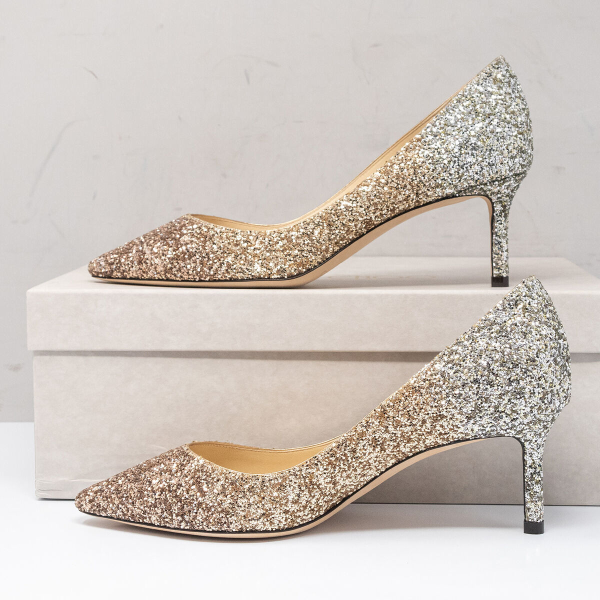 Jimmy Choo Romy 60, Size 36.5 EU (6.5 US) Rose Gold/Silver Jimmy Choo Romy 60, Size 36.5 EU (6.5 US) Rose Gold/Silver