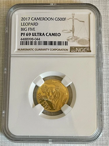 Cameroon 2017 Leopard Big Five 500 Francs 1/10 oz Gold NGC PF69 UC SKU#6874