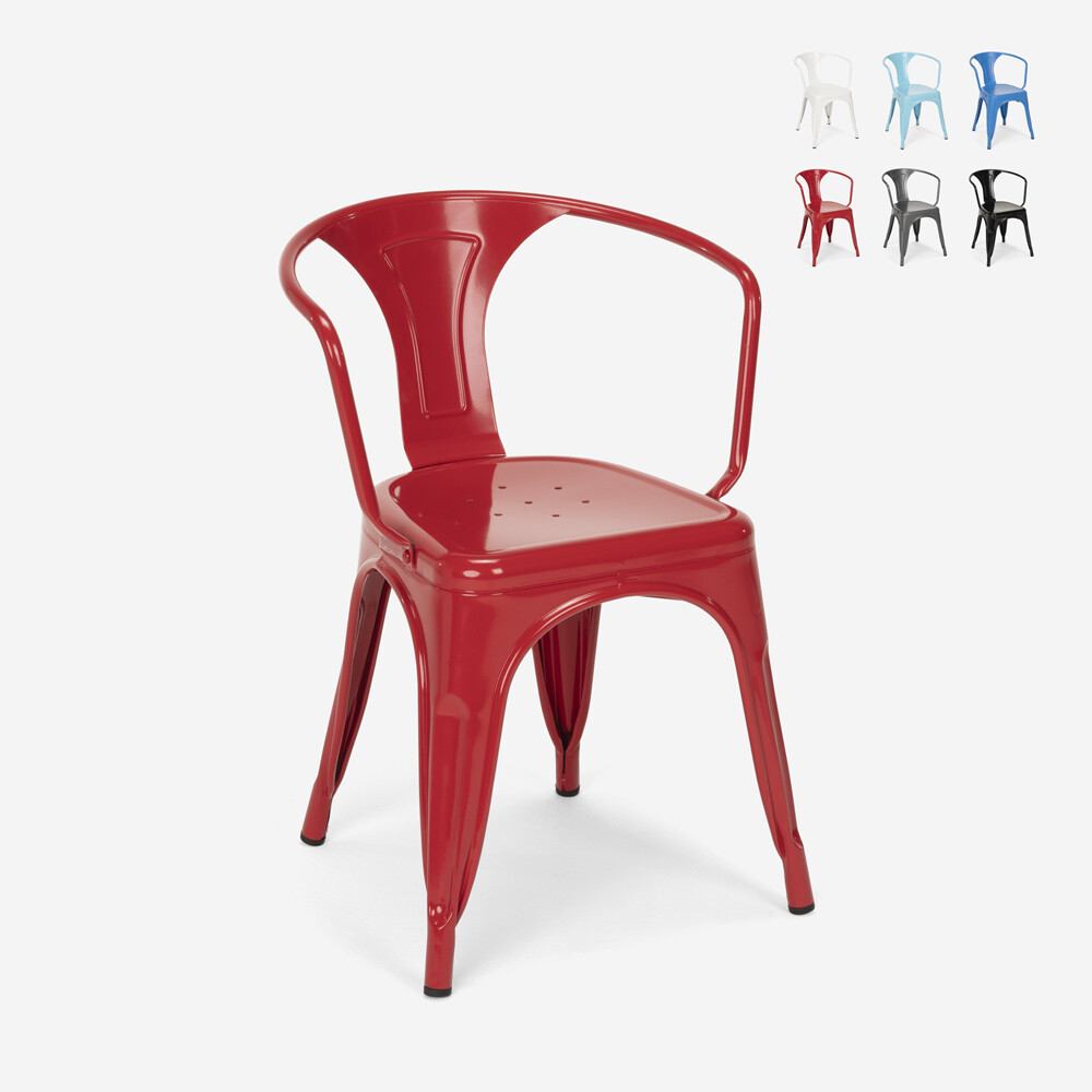 Sillas Tolix con reposabrazos de acero para cocina y bar Diseño Moderno...