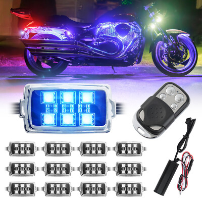 12x Remote Control RGB Multi-Color LED Rock Light Motorcycle Underglow Lamp Kit