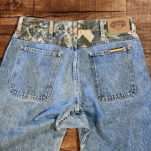 Diamond Cut Jeans Mens 30x32 Blue Denim Brown Camo Brush Guard Hunting  Pants - Picture 12 of 14